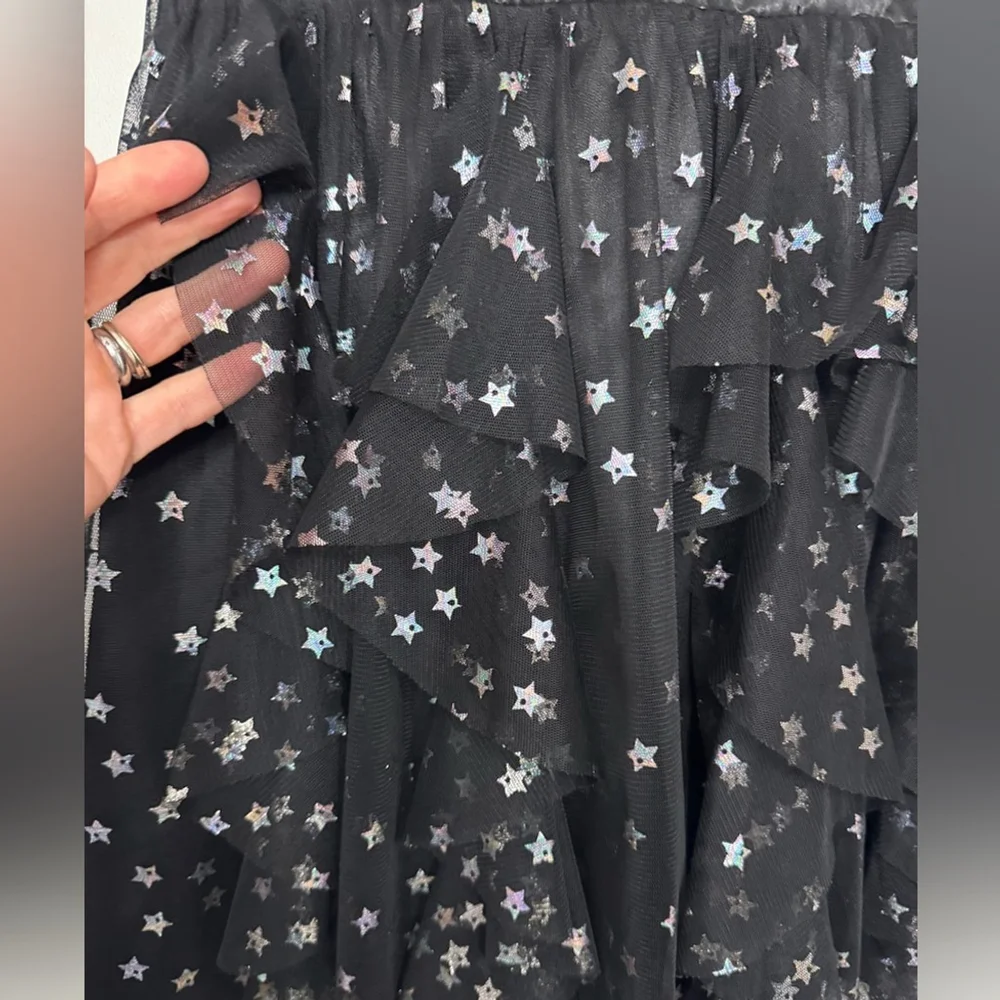 Kandy Kiss Black Star Print Ruffle Tulle Dress Girls Size L (10/12)